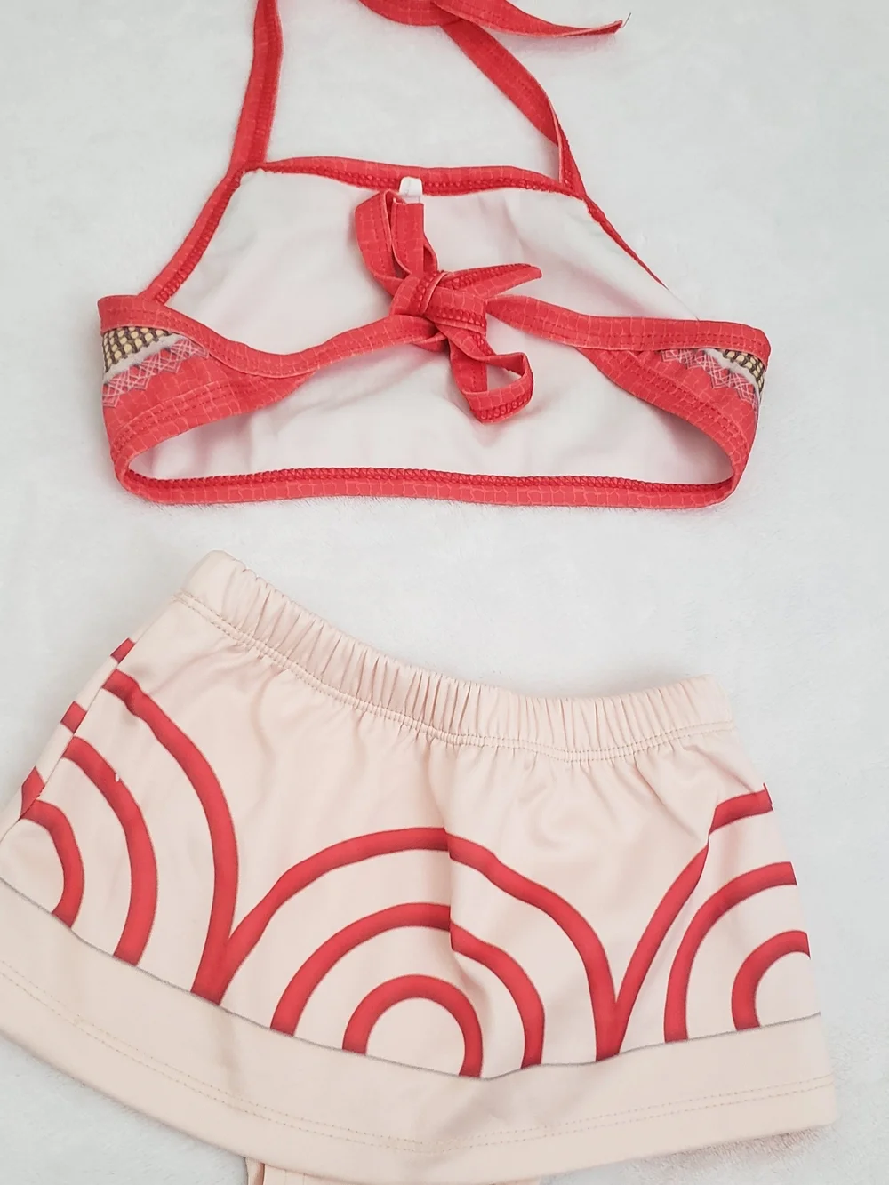 Moana Theme Bikini Set with Shell Accent and Peach Skirt